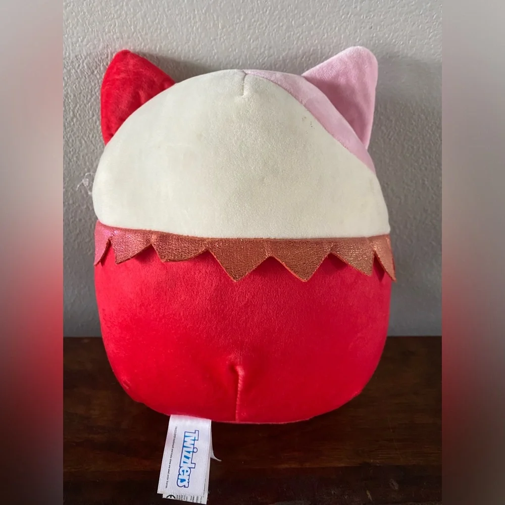 Twizzlers Plush Cat Pillow - Red & Pink Candy Logo Squishmallows 8”